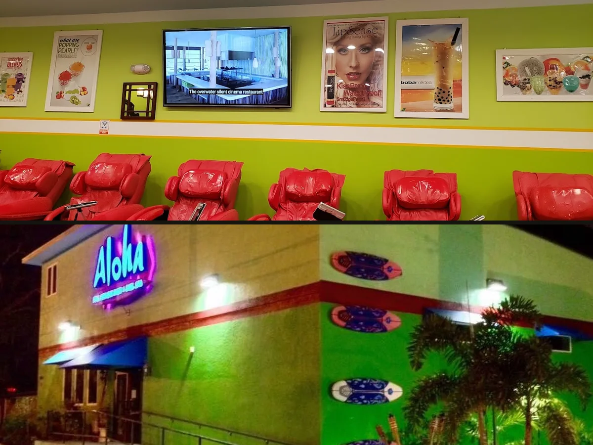 Salon chairs beside manicure stations